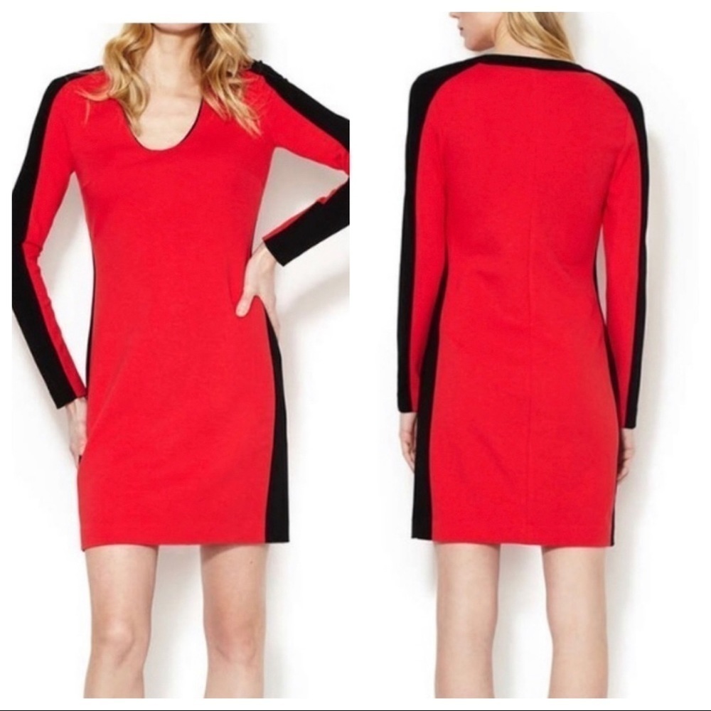 Diane von Furstenberg Elektra red and black ponte long sleeve dress size 8